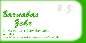 barnabas zehr business card